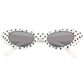 Sandy Cat Eye Glasses with Dots - Stylish Rockabilly Glasses in 50s and 60s Look, Perfect for Costumes and Parties! - White / Black
