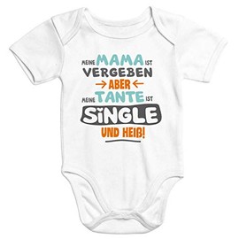 MoonWorks® Short-Sleeved Baby Bodysuit "Meine Mama ist vergeben Aber Meine Tante ist Single und heiß" [German Language], My Aunt White
