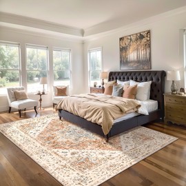 Ciicool 8x10 Area Rugs, Washable Area Rug, Rugs for Living Room Non-Slip Indoor Rugs Large Low-Pile Mat Floor Carpet Vintage Rug for Bedroom Dinning Foyer Decor