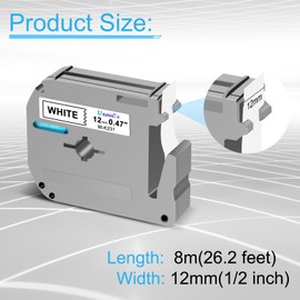 USUPERINK 3 Pack Compatible for Brother P Touch M Tape M-K231 MK231 M231 M-231 12mm 1/2 Inch 0.47'' White Label Tape for PT-55S PT-65 PT-65SB PT-65SCCP PT-65SL Label Maker Tape Black on White