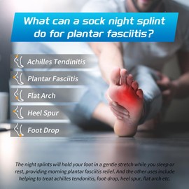 Plantar Fasciitis Night Splint Sock with Massage Ball for Plantar Fasciitis Relief, Soft & Comfortable Foot Brace for Achilles Tendonitis Heal Spur Foot-drop Flat-arch for Women and Men, Small-Black