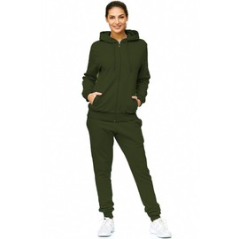 Violento Jogging Suit | Women's | Women's | Tracksuit | Plain Colour | Sports Suit | Fitness 586 Basics Cotton | Homewear Presentation Suit, olive