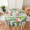 FlamingoTablecloth Tropical Palm Leaves and Flowers Round Table Cloths Summer