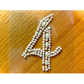 CraftbuddyUS 2pcs Number 4" Self Adhesive Pearl Numbers Diamante Crystal Rhinestone Gems