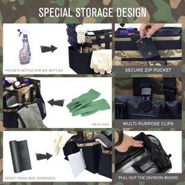 SCAVATA Wearable Cleaning Caddy, Cleaning Caddy Supplies Organizer with Handle & Shoulder Straps for Housekeepers, Under Sink & Car Cleaning Tool Organizers Bag with 4 Foldable Divider (Camouflage)