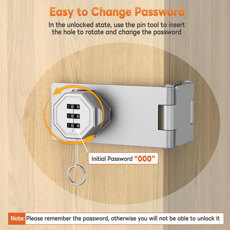 BiceNoning 90 Degree 3-Digit Combination Cabinet Lock, Zinc Alloy Keyless