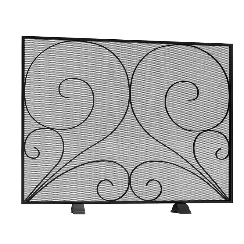 Fire Beauty Single Panel Fireplace Screen Handcrafted Solid Wrought Iron