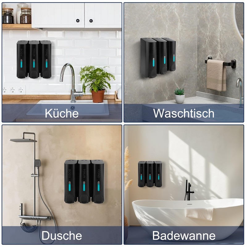 Soap Dispenser ABS 3 x 350 ml Manual 3 Chamber