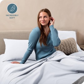 Bare Home Flannel Sheet Set 100% Cotton, Velvety Soft Heavyweight - Double Brushed Flannel - Deep Pocket, 4 pieces(King, Coronet Blue)