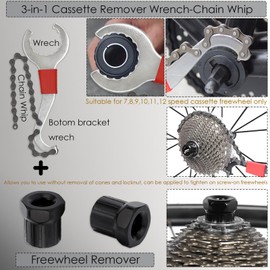 Bicycle Tool Set, 8-Piece Including Bicycle Cassette Removal Tool, Bicycle Crank Removal Tool, Rotor Lockring Removal Tool, Entertainer Remover (Black)