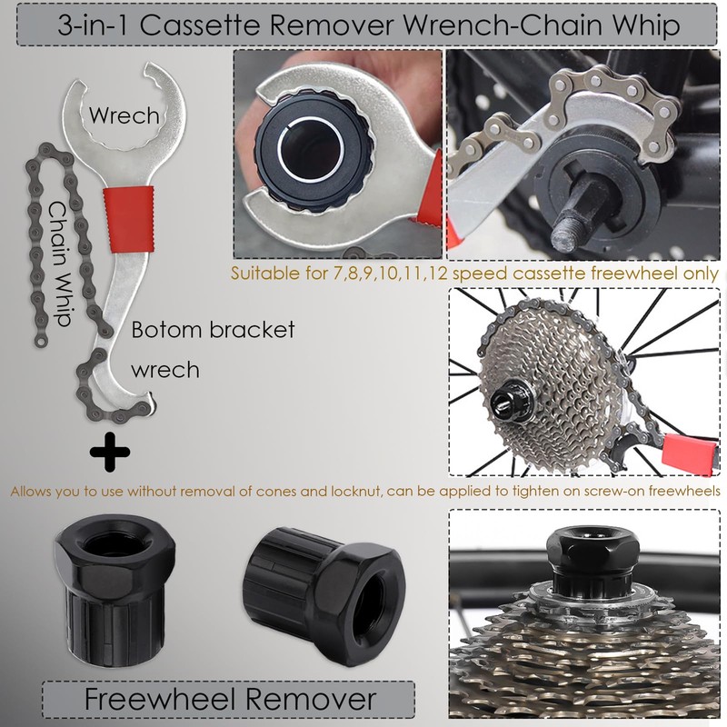 Bicycle Tool Set, 8-Piece Including Bicycle Cassette Removal Tool, Bicycle