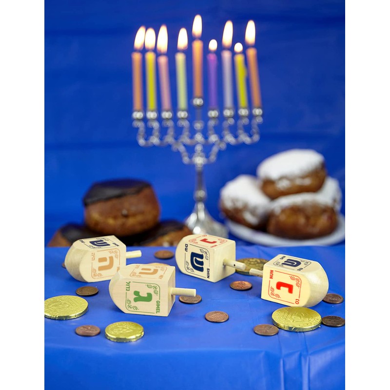 Hanukkah Dreidels - Natural Wooden Dreidel - 4 Pack Medium