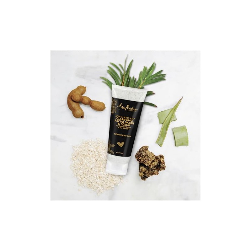 Shea Moisture African Black Soap Problem Facial Wash And Scrub,