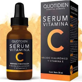 Serum Facial Quotidien con Vitamina C + Ácido Hialurónico + Vitamina E | 95% Ingredientes Naturales | Hidratación, Luminosidad y Firmeza | Antiedad, Antimanchas, Ideal Todo Tipo de Piel – 30 ml
