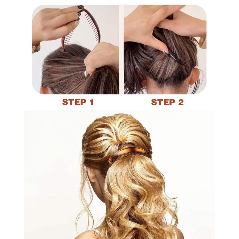 KEMUZ 4 Stück Bananenspange, Rutschfeste Pferdeschwanzhalter, Vintage Fischschwanz Haarspange Französische