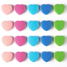 DUJEQM Magnets for Magnetic Board, Heart Mini Fridge Magnets - Pack of 20 5 Colours Small Magnets Strong Decorative Magnet Colourful Magnets Strong Hold for Whiteboard Magnetic Wall Pin Board Magnetic