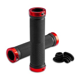 ROCKBROS Bicycle Grips 22 mm, Handlebar Grips with Non-Slip Rubber Surface, Ergonomic Handles with Aluminium Lock-On System, Suitable for MTB, E-Bike, Road Bike, Trekking Bike