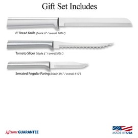 Rada Cutlery 3-Piece Sensational Serrations Knife Gift Set, Silver Handles