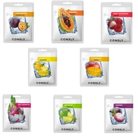 CONSLY_Exotic Fruits Sheet Face Masks – Hydrating & Nourishing Korean Facial Mask Pack with Natural Ingredients (Pack of 8)