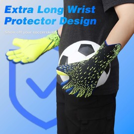 QUICARD Goalkeeper Gloves, Good Grip Football Goalkeeper Gloves in Sizes 6/7/8/9/10, Strong Receiver for Men, Boys, Teenagers, Adults, Children and Small Hands (N-Green, 7)