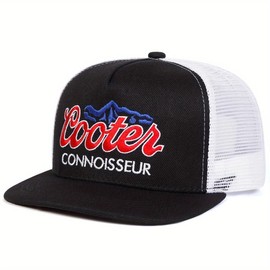 Unisex Letter Embroidered Hip Hop Hat Mesh Hat Outdoor Adjustable Sunscreen Leisure Hat Travel Tourism Beach Vacation - Color: black