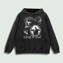 Glory to God Graphic Hoodie 100% Cotton US Warehouse 6 ColorsColor: Purple, Size: S