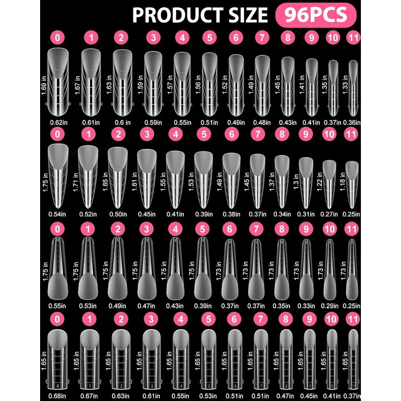 CULEB Dual Nail Forms Set, 4 Style 12 Sizes Nail