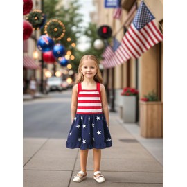 ZFZDRen - Trajes para niñas pequeñas, 4 de julio, ropa patriótica para bebé, día de la independencia, vestido rojo, blanco y azul, Vestido Rojo Azul, 12 meses