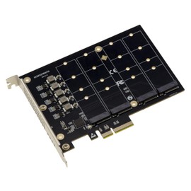 KALEA-INFORMATIQUE M2 PCIe 3.0 x4 Controller Card for 4 M.2 NVMe M Key SSDs Works Without Bifurcation Mode