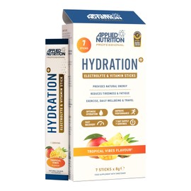 Applied Nutrition Hydration+ Sachets | Electrolyte Powder Mix | Rapid Hydration, Vitamins & Energy | Sugar-Free & Vegan | Tropical Vibes | 7 x 8g Sticks