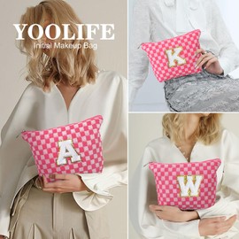 YOOLIFE Teen Girl Teenage Gifts Idea - Sweet Girls Gift, 7 8 9 10 11 12 13 14 15 16 Year Old Girl Birthday Gift, First Communion Gifts for Girls, Baptism Gifts for Girls, Checkered Makeup Bag L