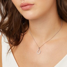 JOOLS by Jenny Brown - Silver Horseshoe Style Pendant for Women - Set with AAA Quality Cubic Zirkonia Stones - 925 Sterling Silver - Hypoallergenic - 20 mm