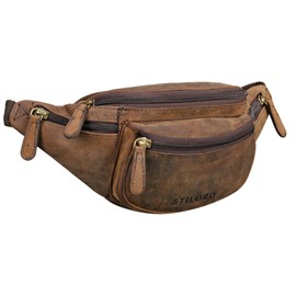 STILORD 'Eliah' Leather Waist Bag Vintage | Unisex Belt Bag for Travel, Festivals, and Outdoor | Genuine Leather Fanny Pack for Phone, Camera, and Valuables, Colour:Colorado - Brown
