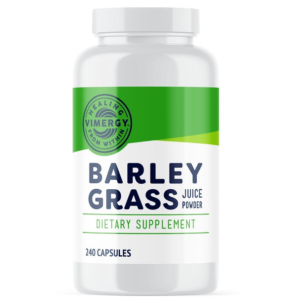 Vimergy USDA Organic Barley Grass Capsules, 30 Servings – Source of antioxidant - Contains Iron, Vitamin C, & Vitamin E – Non-GMO, Gluten-Free, Soy-Free, Vegan & Paleo – Daily Greens Booster (240 ct)