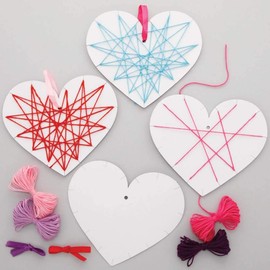Baker Ross AX745 Heart Weaving Decorations - Pack of 8, Introductory Sewing for Beginners and for Kids Arts and Crafts Projects
