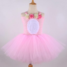 DENCTORAM Girls Tutu Dress Easter Bunny Costume Hawaiian Tutu Dress Hula Princess Dresses with Headband for Kids