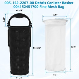 BigHead 005-152-2207-00 Debris Canister Basket & 004152451700 Fine Mesh Bag Combo Replacement for Paramount DDC/EDC Leaf Canisters, Replaces 3227-525, 3227-535, 004-152-451-700 & More