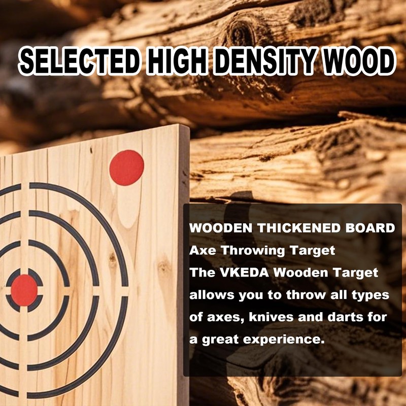 VKEDA Axe Throwing Wooden Target with Handles & KnifeThrowing with