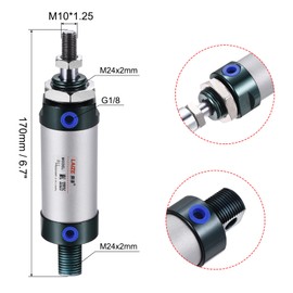 sourcing map Pneumatic Air Cylinder Double Action MAL32X25 32mm Bore 25mm Stroke with Y Connector and 4Pcs Quick Fitting Set