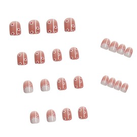 24 Pcs Removable Solid Color Nail Tips, Solid Color Nail Tips, Small White Flowers
