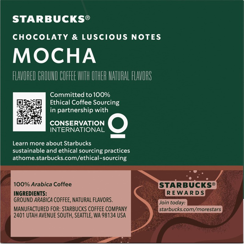 Starbucks Flavored Coffee K-Cup Pods, Mocha Flavored Coffee, Made without