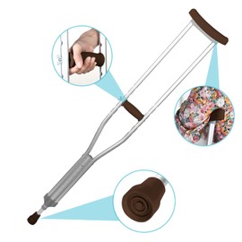 Replacement Crutch Pads and Hand Grips and Crutch Tips for Armpits Handle Cover and Foot Pad Crutches Accessories Kit 6 PCS (Coffee)