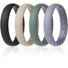 ThunderFit Women Breathable Silicone Bridal Rings Sets For Her, Wedding Bands - 4mm Wide, 1.5mm Thick - 1-12 Variety Multipack