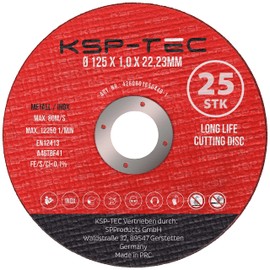 KSP-Tec® │25 Cutting Discs 125 x 1.0 mm [With Protective Glasses and Hearing Protection]│Flex Discs for Angle Grinder and Flex 125 mm