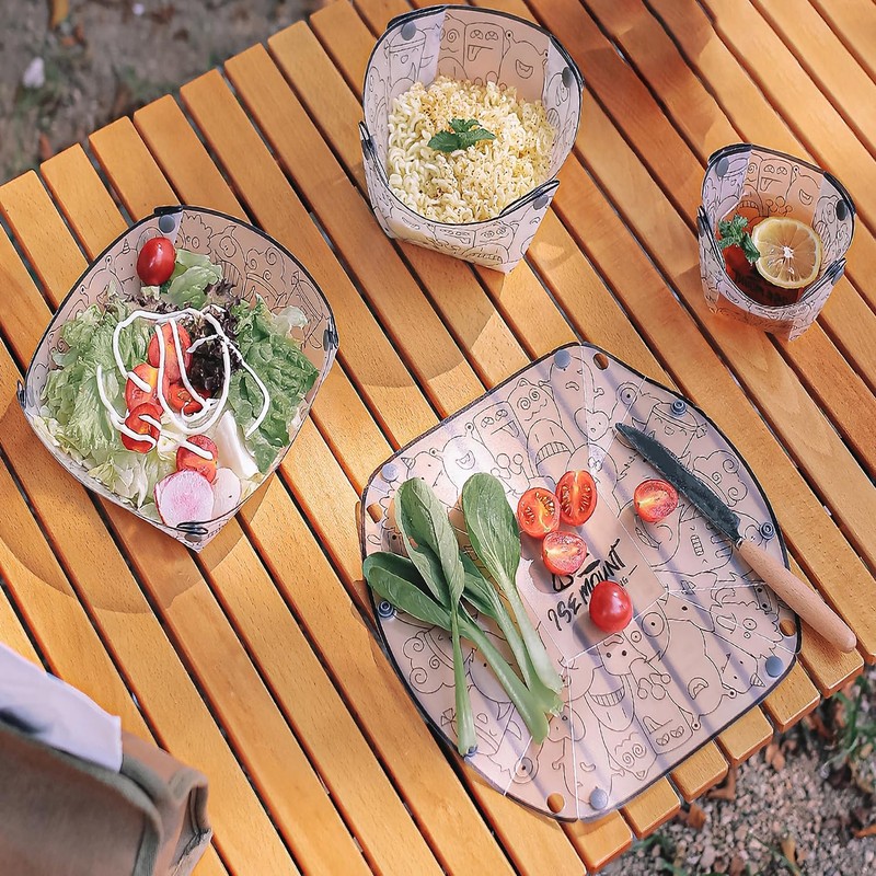 MIUPOO Portable Camping Tableware Set, Foldable Plate Bowl Water Cup,
