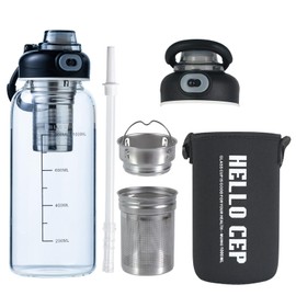 wangsdjy 34oz Glass Water Bottle with Straw, Infuser & Protective Sleeve, BPA-Free Large Capacity drinking bottles for Hot or Cold Drinks, Perfect for Gym, Home & Office (34oz 1PCS)