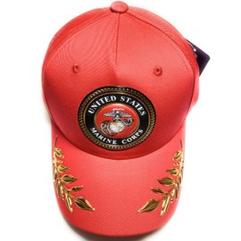 US Marine Corps Military Cap with Gold Emblems (Red)