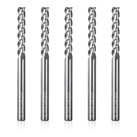 Genmitsu 5pcs End Mills CNC Router Bits, 1/4" Shank CNC Cutter for Milling Machine with 3-Flute Flat Nose Milling Carving Bit Set, 3-1/2” Overall Length, Tool for Aluminum, Metal, Plastic, MDF & Wood