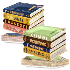 Naozinebi 50PCS Book Themed Party Disposable Plates Books Party Decoration Storybook Paper Plate Reading Dinner Tableware for Book Lover Library Positive Theme Baby Shower Birthday Party