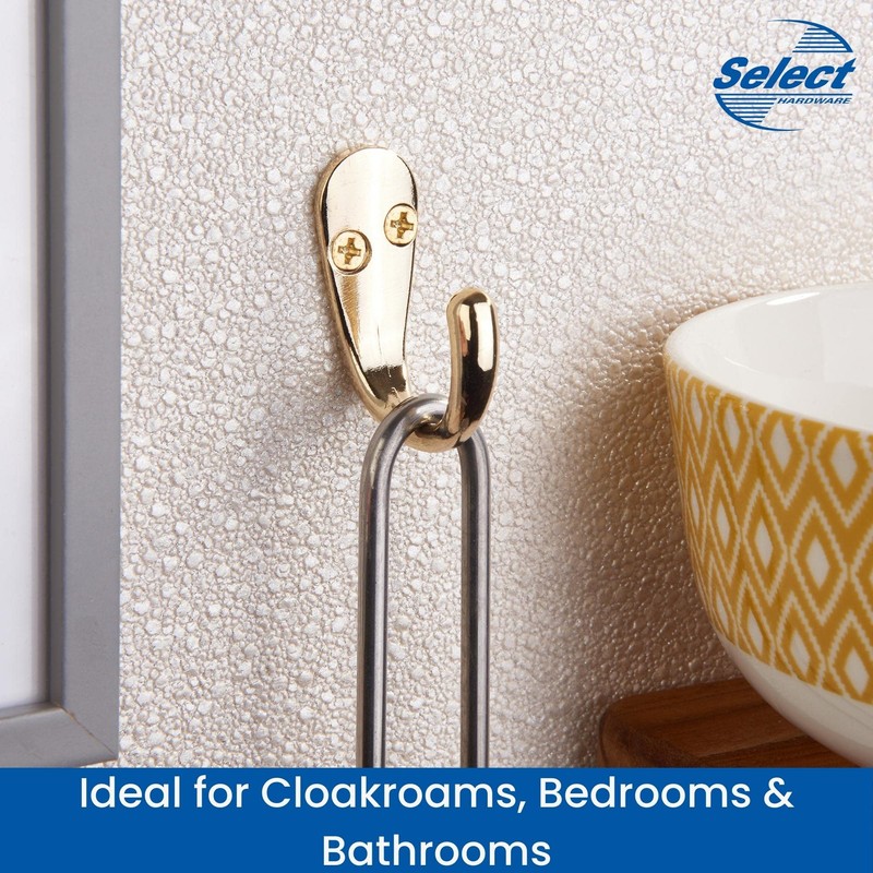 Select Hardware 2X Single Robe Coat Hooks with Screws, Polished